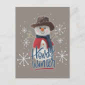 Howdy Winter Cowboy Snowman Postkarte (Vorderseite)