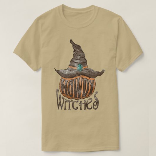 Howdy Witch Howdy Pumpkin Cowboy Hat Western Fall T-Shirt (Design vorne)