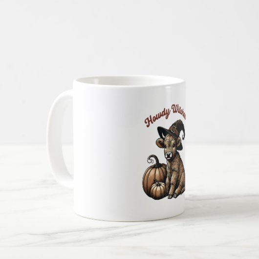Howdy Witches Halloween Highland Cow Kaffeetasse (Vorderseite Links)