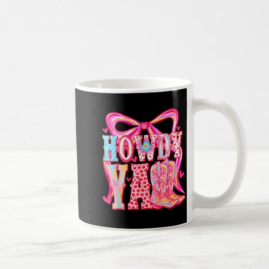 Howdy Yall Cowboy Boots Coquette Bow Western Valen Kaffeetasse (Rechts)
