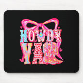 Howdy Yall Cowboy Boots Coquette Bow Western Valen Mousepad (Vorne)
