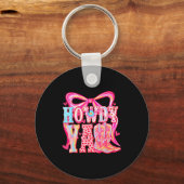 Howdy Yall Cowboy Boots Coquette Bow Western Valen Schlüsselanhänger (Vorderseite)