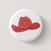 Howdy Y'all Cowboy/Cowgirl Hat Pink Artwork Button (Vorderseite)