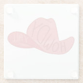 Howdy Y'all Cowboy/Cowgirl Hat Pink Artwork Glasuntersetzer (Rückseite)