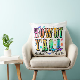 Howdy Y'all Cowgirl Girls Pillow Kissen