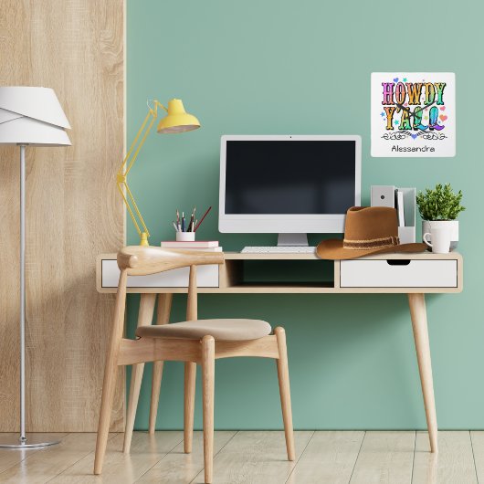 Howdy Y'all Girls Western Quadratische Wanduhr