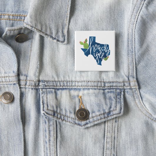 Howdy Y'all Texas Texan Blue Bonnet Cactus Button (Beispiel)