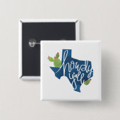 Howdy Y'all Texas Texan Blue Bonnet Cactus Button (Vorne & Hinten)