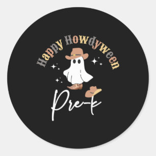 Howdyween Pre-k Ghost Western Lehrer Vorschule Te Runder Aufkleber