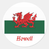 Howell Welsh Flag Runder Aufkleber (Vorderseite)