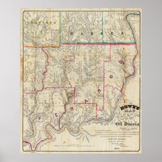 Howe's Map of The Oil District of Pennsylvania Poster (Vorne)