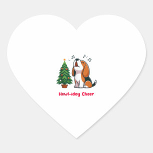 Howl-iday Cheer Beagle mit einem Weihnachtsbaumdes Herz-Aufkleber