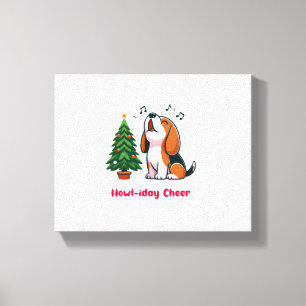 Howl-iday Cheer Beagle mit einem Weihnachtsbaumdes Leinwanddruck