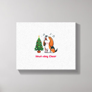 Howl-iday Cheer Beagle mit einem Weihnachtsbaumdes Leinwanddruck