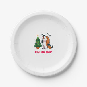 Howl-iday Cheer Beagle mit einem Weihnachtsbaumdes Pappteller