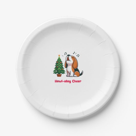 Howl-iday Cheer Beagle mit einem Weihnachtsbaumdes Pappteller (Vorderseite)