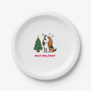 Howl-iday Cheer Beagle mit einem Weihnachtsbaumdes Pappteller