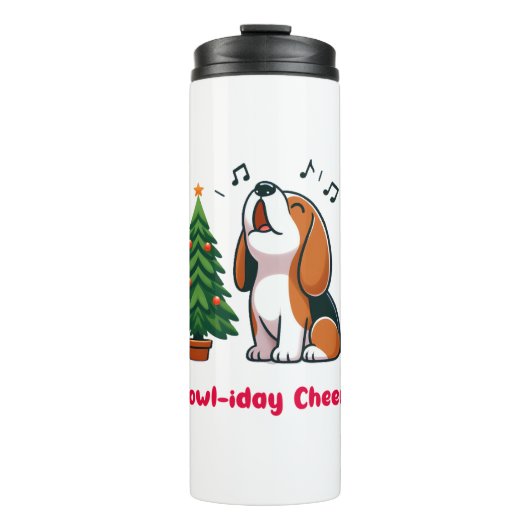Howl-iday Cheer Beagle mit einem Weihnachtsbaumdes Thermosbecher (Vorderseite)