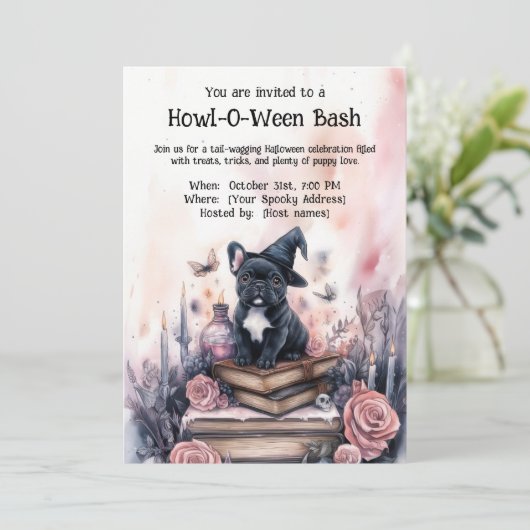 👻 🐶 Howl-O-Ween Bash Einladung (Stehend Vorderseite)