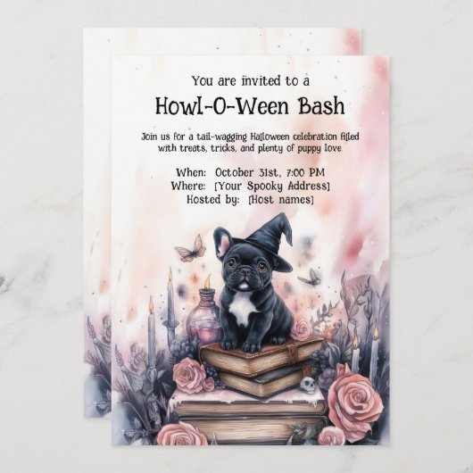 👻 🐶 Howl-O-Ween Bash Einladung (Vorne/Hinten)