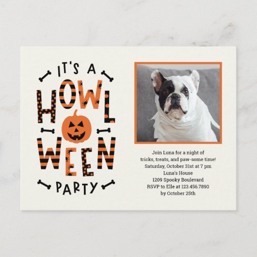Howl-O-Ween Halloween-Party Einladung Postkarte (Vorderseite)