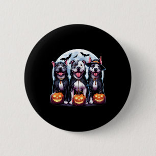 Howl-o-ween Halloween Pitbull Dog Pumpkin Ghost Te Button