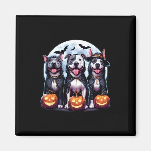 Howl-o-ween Halloween Pitbull Dog Pumpkin Ghost Te Magnet (Vorne)
