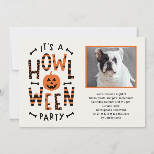 Howl-O-Ween Hund Halloween-Party Einladung (Vorderseite)
