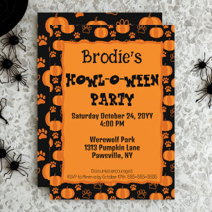 Howl-O-Ween Hundeparty Halloween-Einladung Einladung