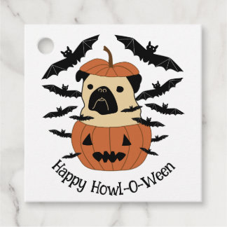 Howl-O-Ween-Mops in einem Jack-O-Lantern mit Flede Geschenkanhänger