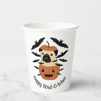 Howl-O-Ween-Mops in einem Jack-O-Lantern mit Flede Pappbecher