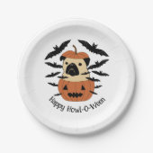 Howl-O-Ween-Mops in einem Jack-O-Lantern mit Flede Pappteller (Vorderseite)