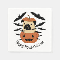 Howl-O-Ween-Mops in einem Jack-O-Lantern mit Flede