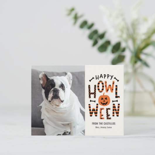 Howl-O-Ween Pet Halloween Fotokarte Postkarte (Stehend Vorderseite)