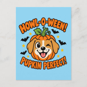 Howl O Ween Pupkin Perfekter Süßer Hund Halloween Postkarte