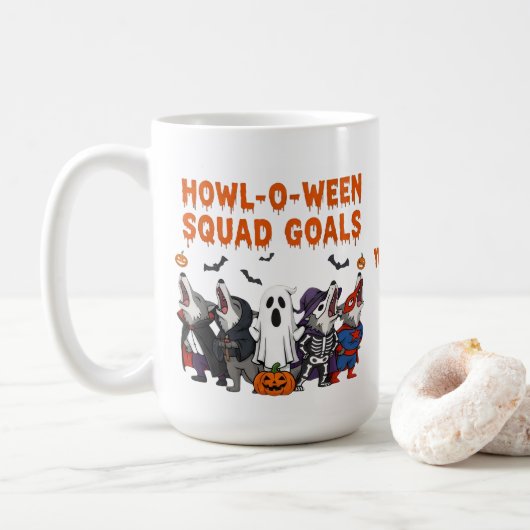 Howl-o-ween Squad Goals – Funny Halloween Kaffeetasse (Mit Donut)
