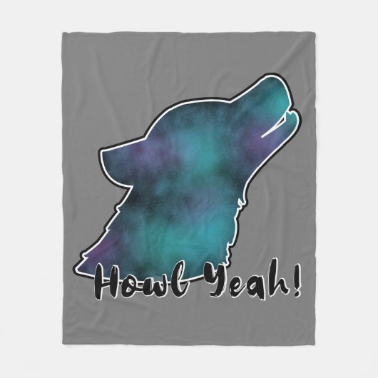 Howl Yeah! Space Galaxy Wolf Silhouette Head Fleecedecke (Vorderseite)