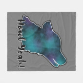 Howl Yeah! Space Galaxy Wolf Silhouette Head Fleecedecke (Vorderseite (Horizontal))