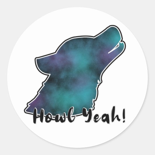 Howl Yeah! Space Galaxy Wolf Silhouette Head Runder Aufkleber (Vorderseite)