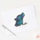 Howl Yeah! Space Galaxy Wolf Silhouette Head Runder Aufkleber (Umschlag)