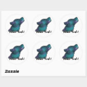 Howl Yeah! Space Galaxy Wolf Silhouette Head Runder Aufkleber (Blatt)