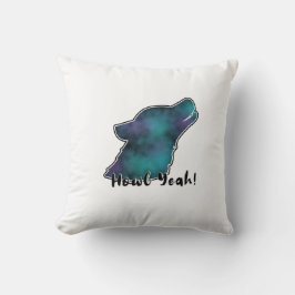 Howl Yeah! Space Galaxy Wolf Silhouette Kissen