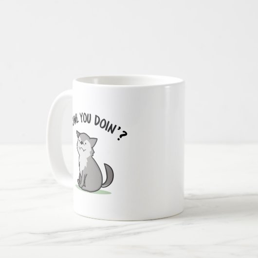 Howl You Doin Funny Baby Wolf Puff Kaffeetasse (Vorderseite Links)