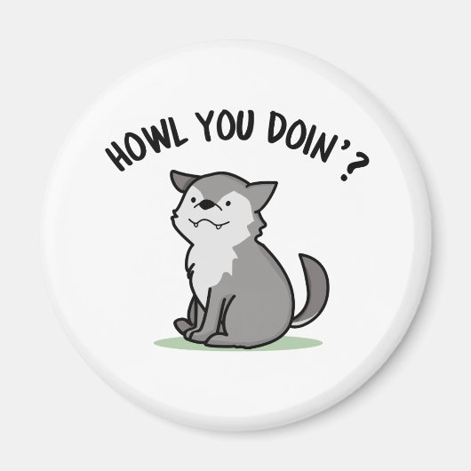 Howl You Doin Funny Baby Wolf Puff Magnet (Vorne)