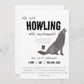 Howling Aquarell Wolf Geburtstagseinladung 12x18 Einladung (Vorne/Hinten)