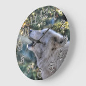 Howling Arctic Gray Wolf Portrait Große Wanduhr (Winkel)