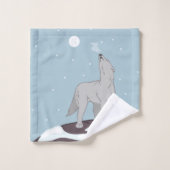 Howling Arctic Wolf Badhandtuch Set (Waschlappen)