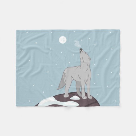 Howling Arctic Wolf Fleecedecke (Vorderseite (Horizontal))