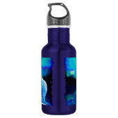 Howling Arctic Wolf & Full Moon Wildlife Foto Trinkflasche (Rückseite)
