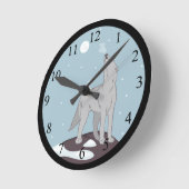 Howling Arctic Wolf Runde Wanduhr (Winkel)